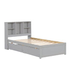 Struttura letto moderna matrimoniale (twin) con porta USB integrata nella testiera a libreria e 2 cassetti, per camera da letto, soggiorno