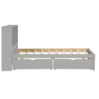 Struttura letto moderna matrimoniale (twin) con porta USB integrata nella testiera a libreria e 2 cassetti, per camera da letto, soggiorno