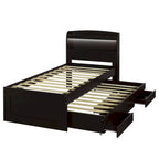Letto a Piattaforma Twin XL con Contenitore, Testiera a LED, Stazione di Ricarica, Letto Estraibile Twin e 2 Cassetti