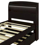 Letto a Piattaforma Twin XL con Contenitore, Testiera a LED, Stazione di Ricarica, Letto Estraibile Twin e 2 Cassetti