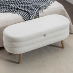 Panca contenitore imbottita con gambe in legno