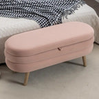 Panca contenitore imbottita con gambe in legno