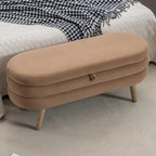 Panca contenitore imbottita con gambe in legno