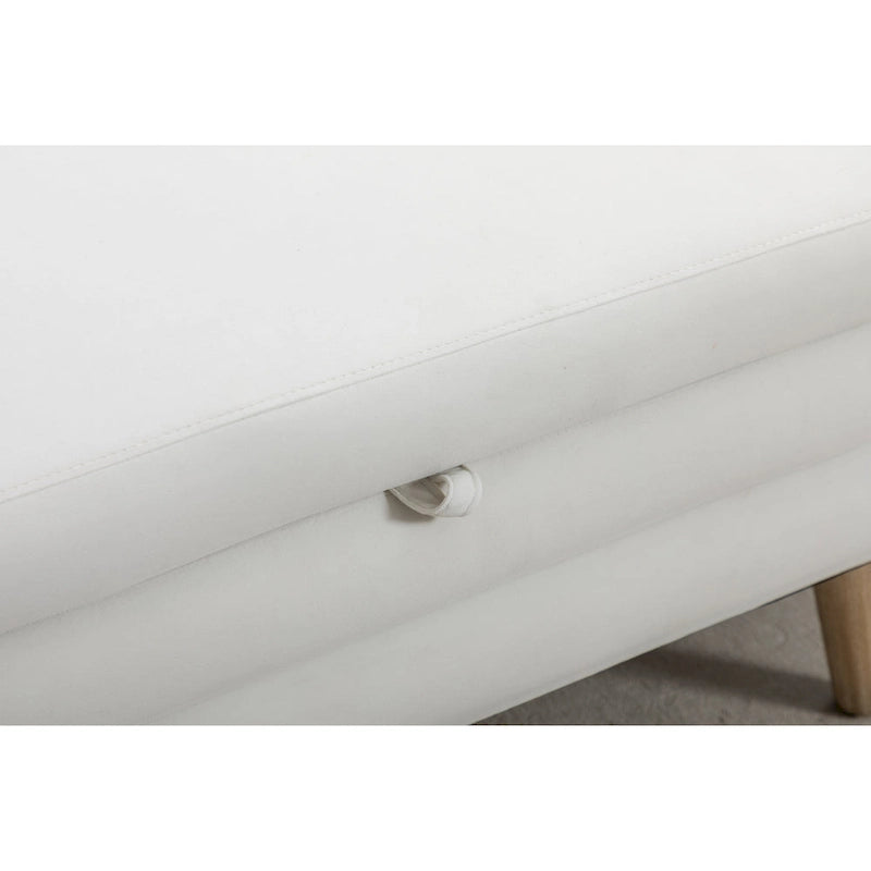 Panca contenitore imbottita con gambe in legno