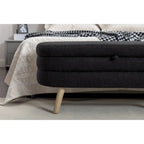 Panca contenitore imbottita con gambe in legno