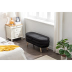 Panca contenitore imbottita con gambe in legno