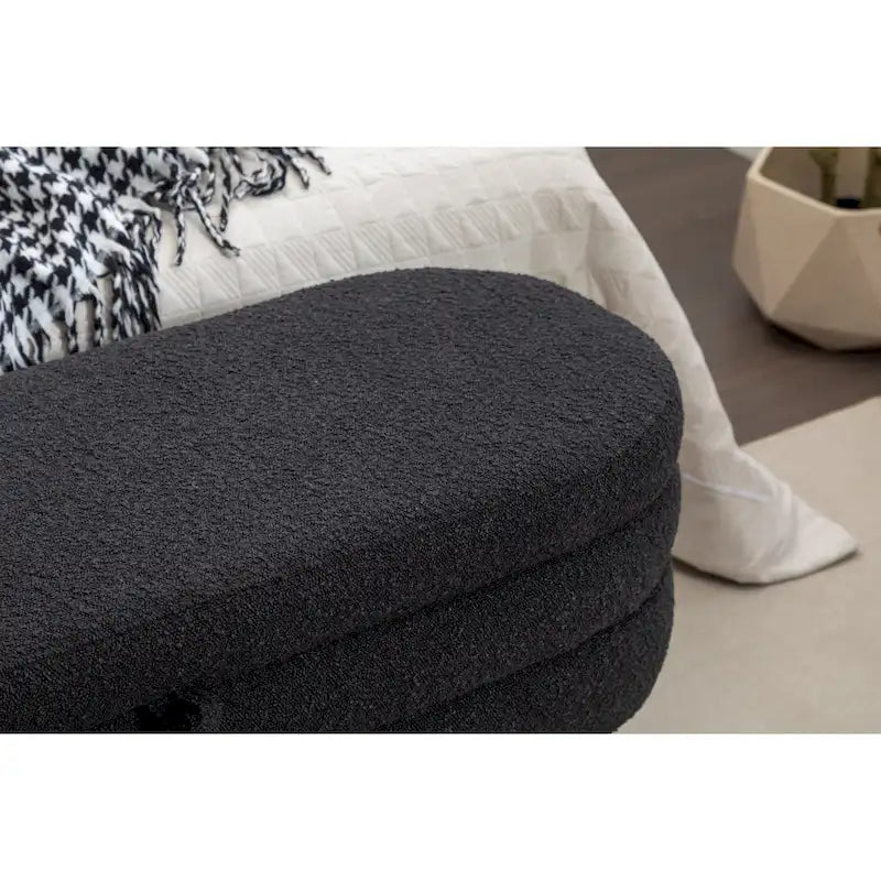 Panca contenitore imbottita con gambe in legno