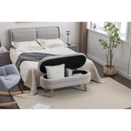 Panca contenitore imbottita con gambe in legno