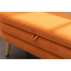 Panca contenitore imbottita con gambe in legno