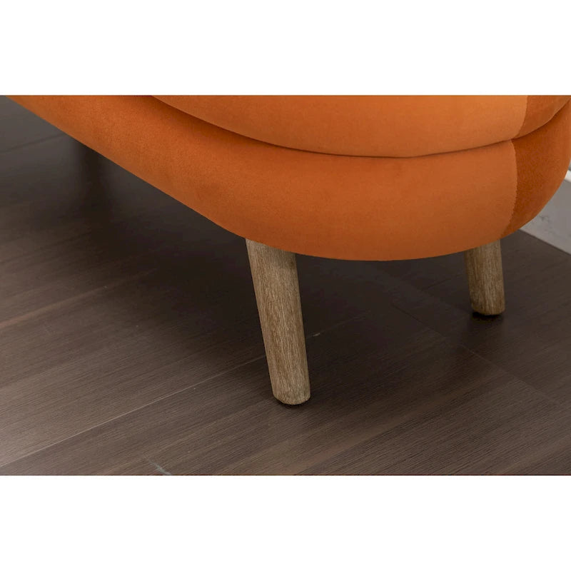 Panca contenitore imbottita con gambe in legno