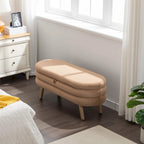 Panca contenitore imbottita con gambe in legno