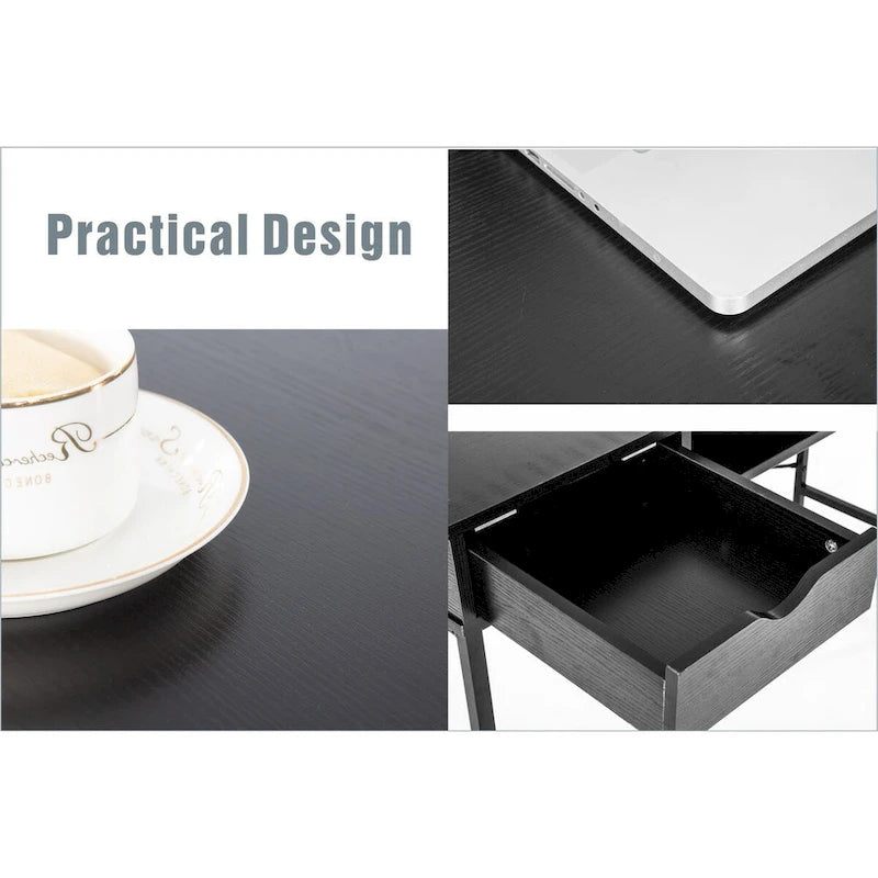 Scrivania da 48" con cassetti, Ampia Postazione Lavoro Computer Laptop in Stile Contemporaneo per Ufficio Domestico con Spazio Contenitore