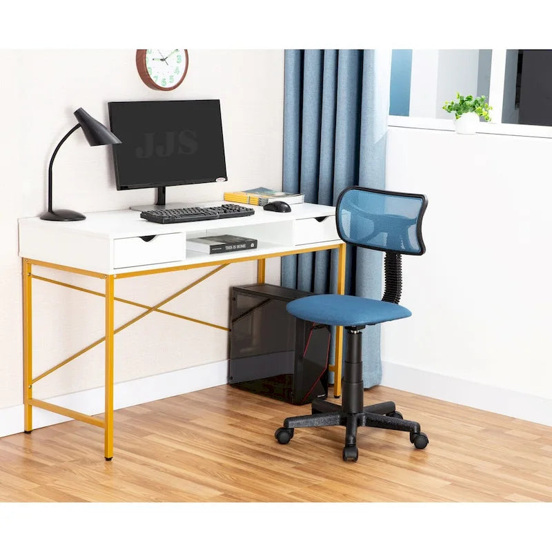Scrivania da 48" con cassetti, Ampia Postazione Lavoro Computer Laptop in Stile Contemporaneo per Ufficio Domestico con Spazio Contenitore