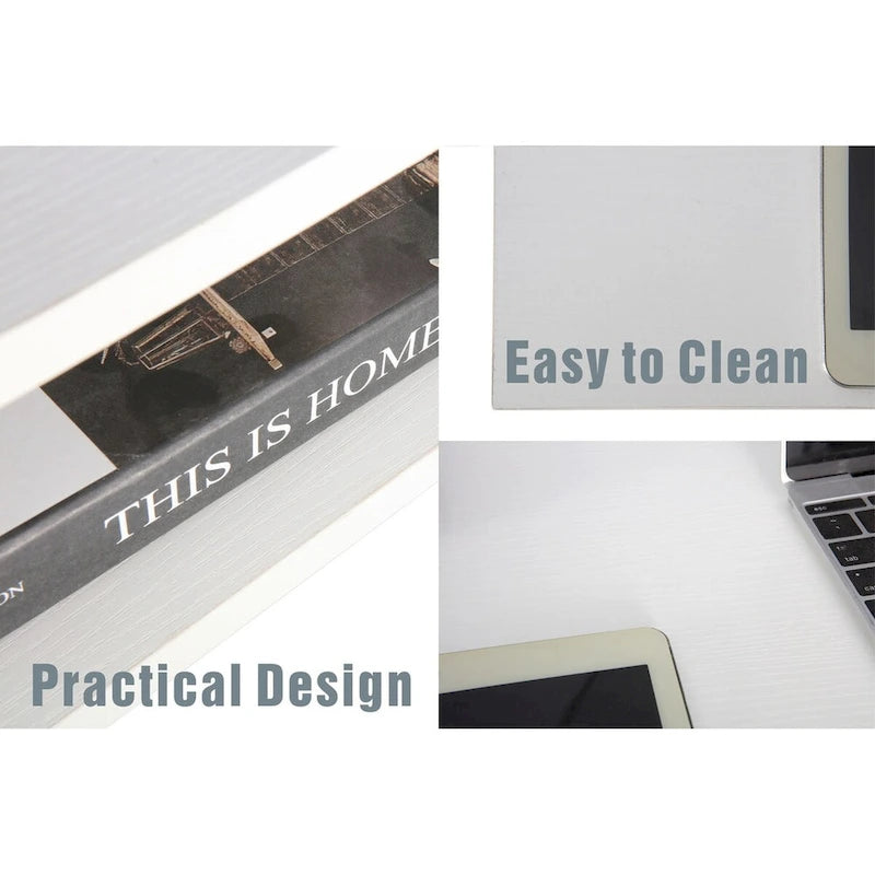 Scrivania da 48" con cassetti, Ampia Postazione Lavoro Computer Laptop in Stile Contemporaneo per Ufficio Domestico con Spazio Contenitore