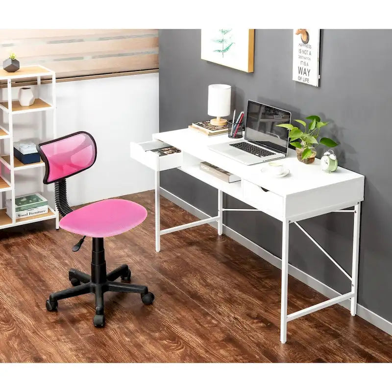 Scrivania da 48" con cassetti, Ampia Postazione Lavoro Computer Laptop in Stile Contemporaneo per Ufficio Domestico con Spazio Contenitore