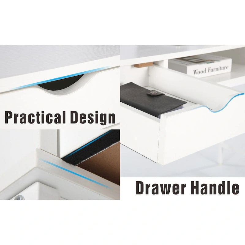 Scrivania da 48" con cassetti, Ampia Postazione Lavoro Computer Laptop in Stile Contemporaneo per Ufficio Domestico con Spazio Contenitore