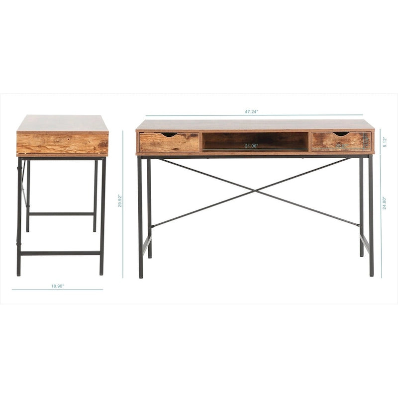 Scrivania da 48" con cassetti, Ampia Postazione Lavoro Computer Laptop in Stile Contemporaneo per Ufficio Domestico con Spazio Contenitore