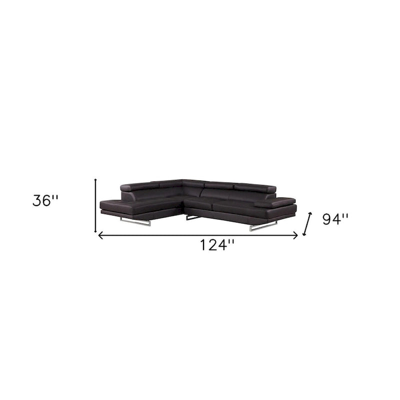 Divano angolare a L in pelle nera - 124