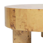 Tavolino da caffè rotondo Nebula 35.5 in legno di radica con gambe a colonna