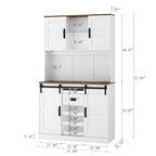 Mobile bar rustico da fattoria con ante scorrevoli, credenza da cucina, tavolo buffet, bianco