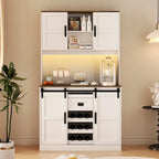 Mobile bar rustico da fattoria con ante scorrevoli, credenza da cucina, tavolo buffet, bianco