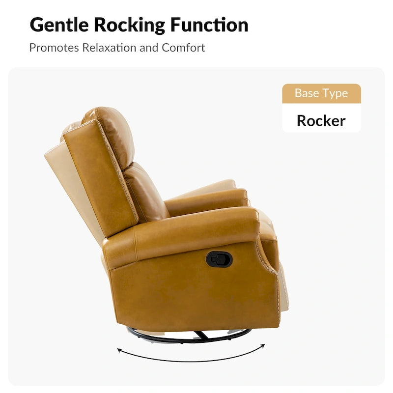 Poltrona reclinabile girevole manuale Viviana in vera pelle tradizionale
