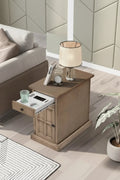 Tavolino da salotto/comodino classico vintage con porte USB e cassetto multifunzione con portabicchieri
