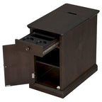 Tavolino da salotto/comodino classico vintage con porte USB e cassetto multifunzione con portabicchieri