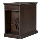Tavolino da salotto/comodino classico vintage con porte USB e cassetto multifunzione con portabicchieri
